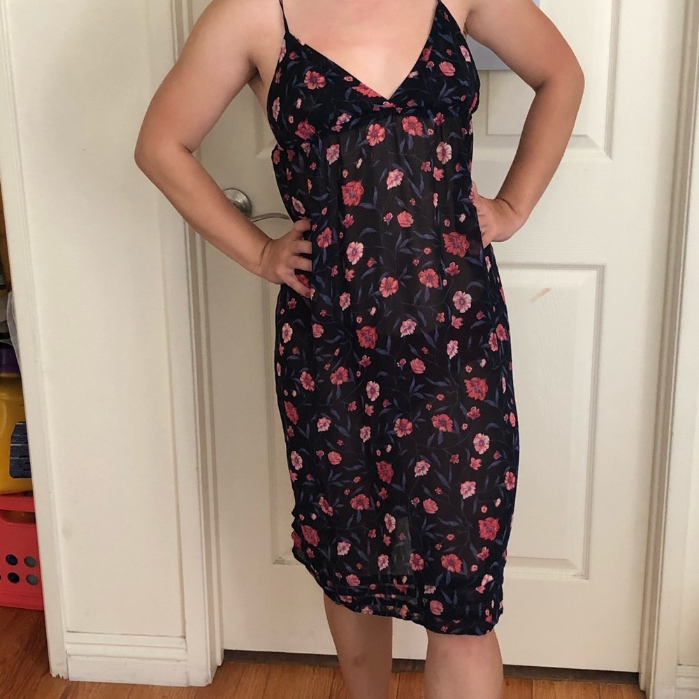 black floral midi dress